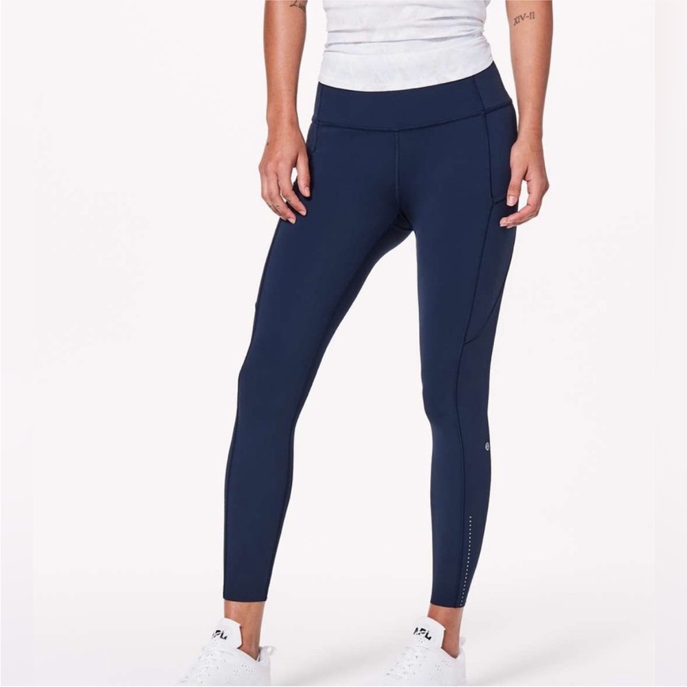 Lululemon Fast & Free Tights Reflective  Deep Blue Leggings 4 25”